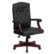 Alamont Home - Martha Washington Traditional Leather/Faux Leather Executive Swivel Office Chair - Black LeatherSoft