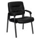 Alamont Home - Haeger Contemporary Leather/Faux Leather Side Chair - Upholstered - Black LeatherSoft/Titanium Gray Frame
