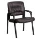 Alamont Home - Haeger Contemporary Leather/Faux Leather Side Chair - Upholstered - Brown LeatherSoft/Black Frame