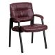 Alamont Home - Haeger Contemporary Leather/Faux Leather Side Chair - Upholstered - Burgundy LeatherSoft/Black Frame