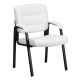 Alamont Home - Haeger Contemporary Leather/Faux Leather Side Chair - Upholstered - White LeatherSoft/Black Frame