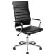 Alamont Home - Hansel Contemporary Leather/Faux Leather Executive Swivel Ribbed High Back Office Chair - Black