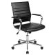Alamont Home - Hansel Contemporary Leather/Faux Leather Ribbed Executive Swivel Mid-Back Office Chair - Black