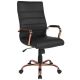 Alamont Home - Whitney High Back Modern Leather/Faux Leather Executive Swivel Office Chair - Black LeatherSoft/Rose Gold Frame