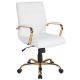 Alamont Home - Whitney Mid-Back Modern Leather/Faux Leather Executive Swivel Office Chair - White LeatherSoft/Gold Frame