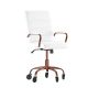 Alamont Home - Executive Chair on Skate Wheels - White LeatherSoft/Rose Gold Frame