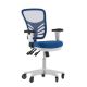 Alamont Home - Mid-Back Ergonomic Multifunction Mesh Chair with Polyurethane Wheels - Blue Mesh/White Frame