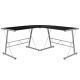 Alamont Home - Ginny L Contemporary Glass Home Office Desk - Black Top/Silver Frame