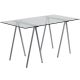 Alamont Home - Rectangle Contemporary Glass Home Office Desk with Metal Frame - Clear/Chrome