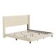 Alamont Home - Hollis King Size Upholstered Platform Bed with Wingback Headboard - Beige