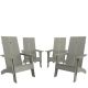 Alamont Home - Sawyer Set of 4 Modern Dual Slat Back Indoor/Outdoor Adirondack Style Chairs - Gray