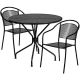 Alamont Home - Oia Outdoor Round Contemporary Metal 3 Piece Patio Set - Black ALA-DP46-203698