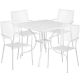Alamont Home - Oia Outdoor Square Contemporary Metal 5 Piece Patio Set - White