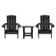 Alamont Home - Charlestown Indoor/Outdoor Adirondack Style Side Table and 2 Chair Set in - Black