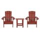 Alamont Home - Charlestown Indoor/Outdoor Adirondack Style Side Table and 2 Chair Set in - Red