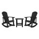 Alamont Home - Savannah Set of 2 Poly Resin Adirondack Rocking Chairs with 1 Side Table in - Black