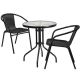 Alamont Home - Lila Outdoor Round Contemporary Metal 3 Piece Patio Set - Clear/Black