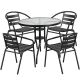 Alamont Home - Lila Outdoor Round Contemporary Metal 5 Piece Patio Set - Clear/Black