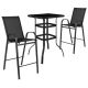 Alamont Home - Brazos Outdoor Square Modern Steel 3 Piece Patio Set - Black