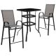 Alamont Home - Brazos Outdoor Square Modern Steel 3 Piece Patio Set - Gray