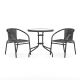 Alamont Home - Lila Outdoor Round Contemporary Metal 3 Piece Patio Set - Clear Top/Gray Rattan