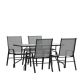 Alamont Home - Brazos Outdoor Rectangle Contemporary 5 Piece Patio Set - Gray