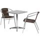 Alamont Home - Lila Outdoor Square Contemporary Aluminum 3 Piece Patio Set - Dark Brown