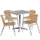 Alamont Home - Lila Outdoor Square Contemporary Aluminum 5 Piece Patio Set - Beige