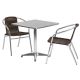 Alamont Home - Lila Outdoor Square Contemporary Aluminum 3 Piece Patio Set - Dark Brown