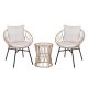 Alamont Home - Devon Outdoor Round Bohemian Wicker/Rattan 3 Piece Patio Set - Tan/Light Gray