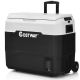 Costway - 53 QT Portable Car Refrigerator Dual-Zone Car Cooler for RVs - White