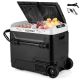Costway - Dual Zone 12V Car Refrigerator 64QT Portable Compressor Fridge Freezer (-4℉~68℉) for RVs - Black