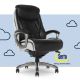 Serta - Lautner Executive Office Chair - Black with White Mesh Accents