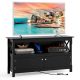 Costway - Free Standing TV Cabinet Wooden Console TV Media Entertainment Black - Black