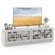 Costway - 4-Door Glass Entertainment Center Farmhouse TV Stand for TVs up to 75'' Oak White - Oak/White