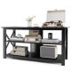 Costway - Modern Entertainment Center Farmhouse TV Stand for TV's up to 55''w/ Open Shelves Black - Black