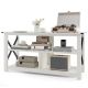 Costway - Modern Entertainment Center Farmhouse TV Stand for TV's up to 55''w/ Open Shelves White - White