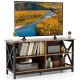 Costway - TV Stand for TVs up to 55'' Entertainment Center w/ Storage Shelves Rustic Brown - Rustic Brown/Black