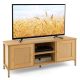 Costway - Boho TV Stand for TV up to 55'' w/ Faux Rattan Door Side Cabinet & Open Shelf - Natural