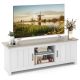 Costway - Farmhouse TV Stand for TVs up to 65'' Media Console Center w/ Doors Cubbies White Oak - White Oak