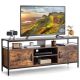Costway - Industrial TV Stand for TVs up to 65'' Media Center w/ Cabinets & Adjustable Shelf - Rustic Brown