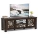 Costway - 55'' Retro TV Stand Media Entertainment Center w/ Mirror Doors & Drawer Brown - Dark Brown