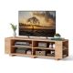 Costway - 59'' Wood TV Stand Console Storage Entertainment Media Center with Shelf Natural - Natural