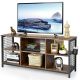 Costway - 3-Tier TV Stand for TV's up to 65'' Entertainment Media Center w/Storage Basket - Rustic Brown/Black