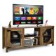 Costway - TV Stand Entertainment Media Center for TVs up to 65'' w/Steel Mesh Doors - Rustic Brown