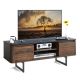 Costway - TV Stand Entertainment Media Console w/ 2 Cabinets & Adjustable Shelf - Walnut/Brown