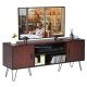 Costway - 59'' TV Stand Entertainment Center Media Console Storage Cabinet Shelf - Teak