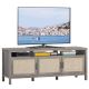 Costway - TV Stand Entertainment Media Center for TV's up to 65'' w/ Rattan Doors Grey Oak - Gray Oak