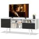 Costway - Modern TV Stand/Console Cabinet 3 Shelves Storage Drawer Splayed Leg Black/White - White/Black