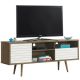 Costway - Modern TV Stand/Console Cabinet 3 Shelves Storage Drawer Splayed Leg Wood/White - Oak/White